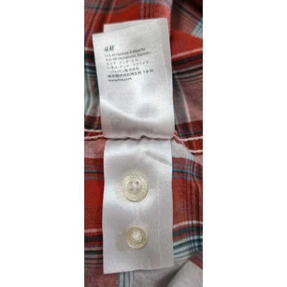 L.O.G.G by H&M Men's Button Up Adult Long Sleeve Shirt White Red Plaid Sz M - Picture 5 of 5